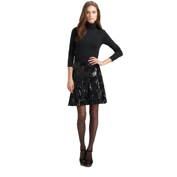 Ralph Lauren black solid sequin silk mini skirt - Picture 5 of 7